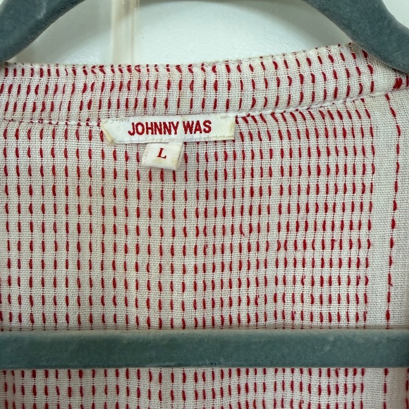 Johnny Was Red and White Striped Tunic with Embroidery - perfect condition! - Picture 4 of 8